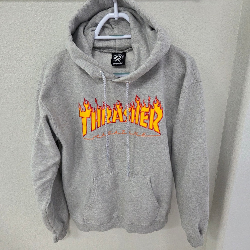 Thrasher Flame Logo Hoodie Pullover Sweatshirt Skater Mens‎ Size Small